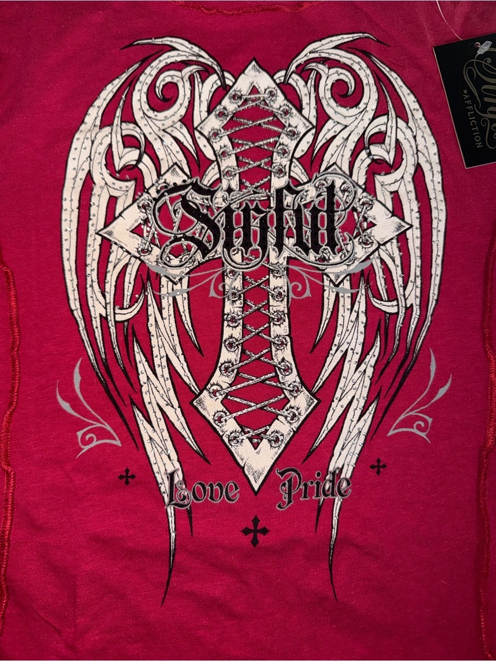 Affliction Sinful Graphic Tee with Rhinestones - Picture 3 of 4